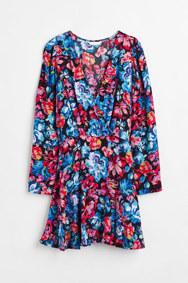 H & M - Short Wrapover Dress - Black