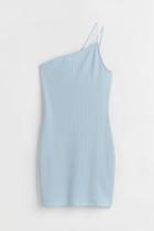 H & M - Ribbed One-shoulder Dress - Blue
