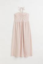 H & M - Crinkled Halterneck Dress - Beige