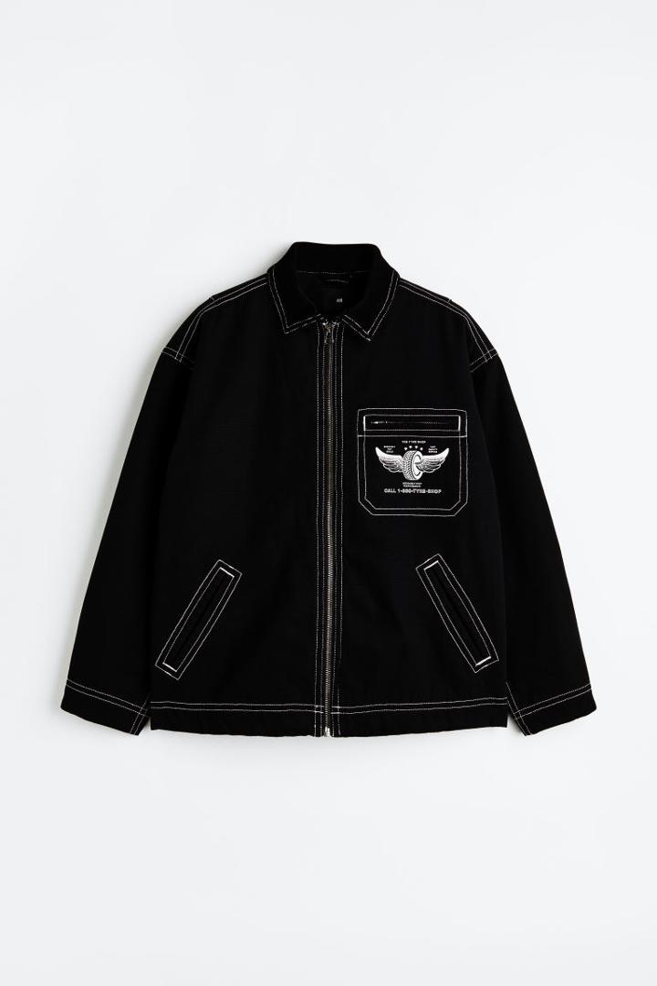 H & M - Cotton Canvas Jacket - Black