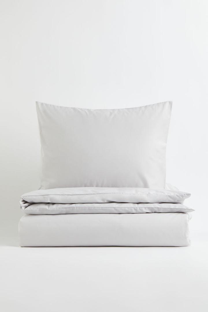 H & M - Cotton Twin Duvet Cover Set - Gray