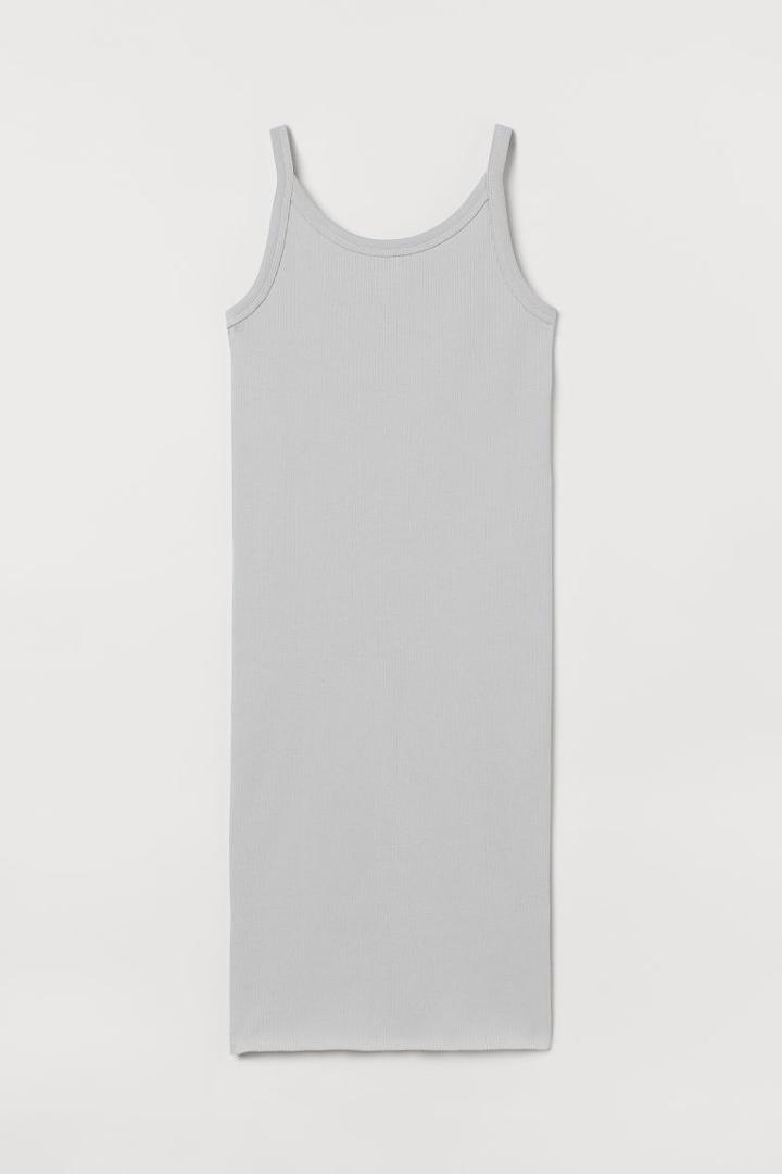 H & M - Ribbed Jersey Dress - Gray