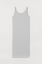 H & M - Ribbed Jersey Dress - Gray