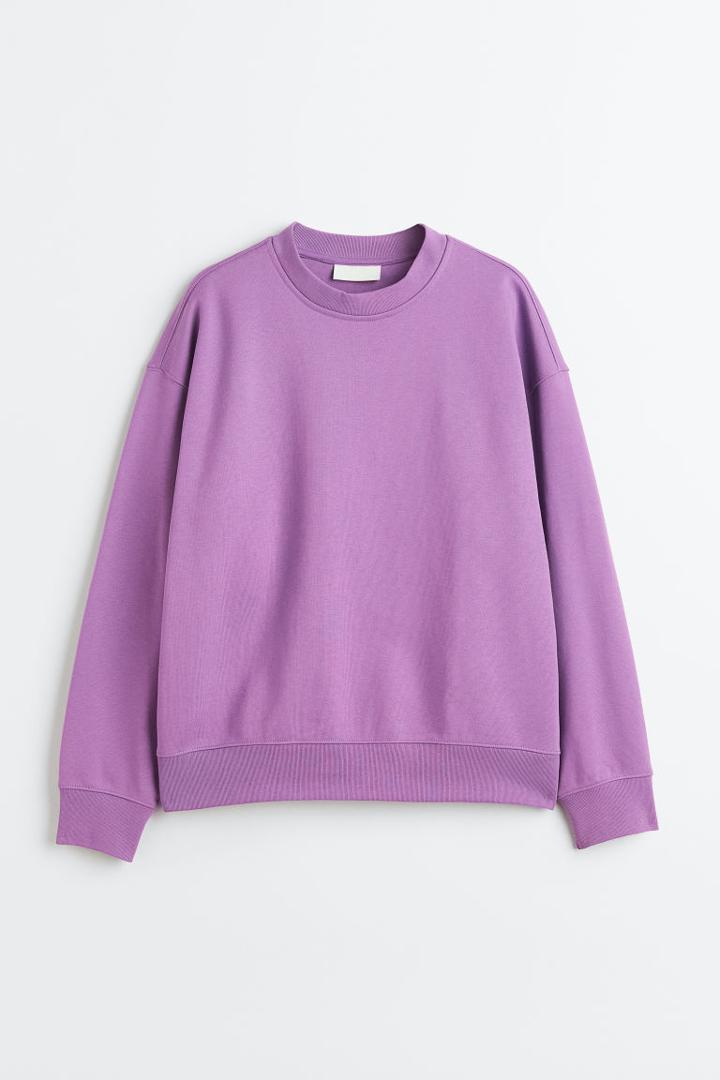 H & M - Oversized Fit Cotton Sweatshirt - Purple