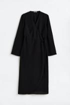 H & M - H & M+ Crped Wrap-front Dress - Black