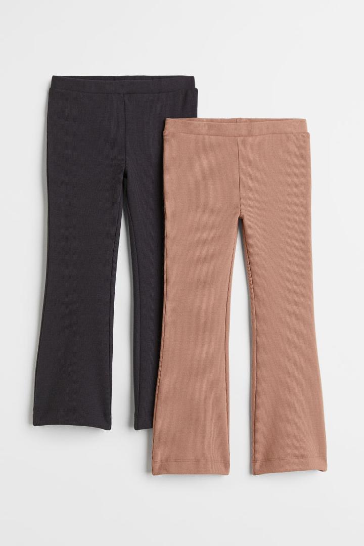 H & M - 2-pack Flared Leggings - Gray