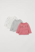 H & M - 3-pack Ruffled Tops - Pink