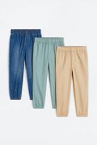 H & M - 3-pack Twill Joggers - Turquoise
