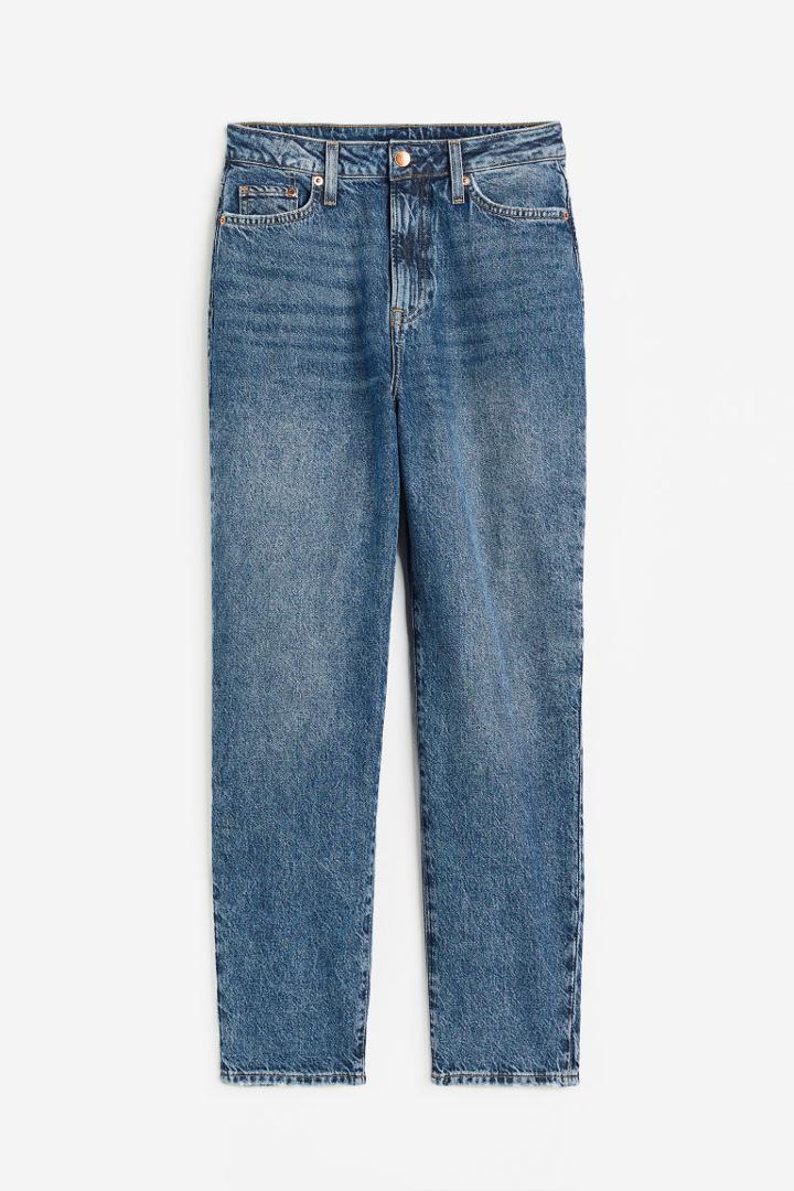 H & M - Curvy Fit Mom Ultra High Ankle Jeans - Blue