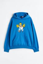H & M - Oversized Fit Cotton Hoodie - Blue