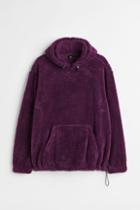 H & M - Relaxed Fit Pile Hoodie - Purple