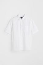 H & M - Relaxed Fit Short-sleeved Shirt - White