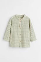 H & M - Band-collar Shirt - Green