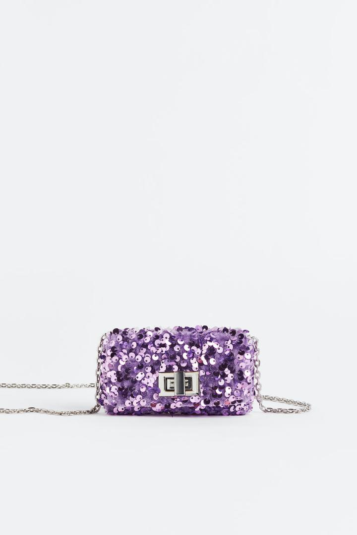 H & M - Small Sequined Shoulder Bag - Purple