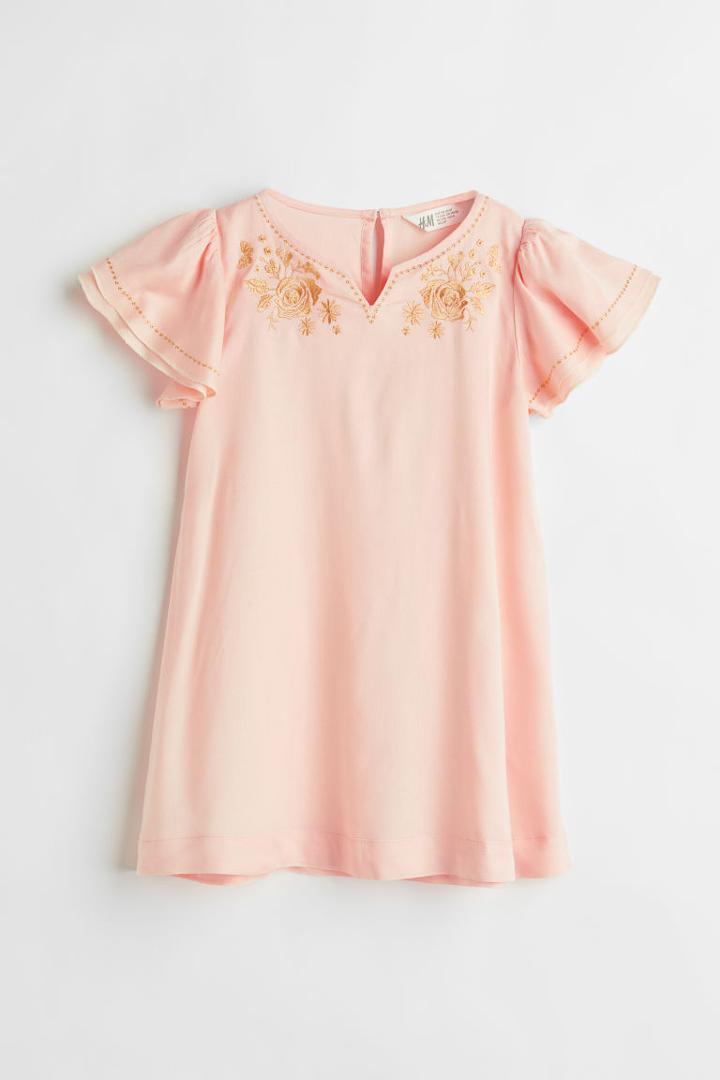 H & M - Embroidered-detail Tunic - Orange