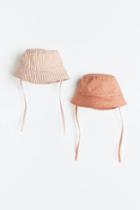 H & M - 2-pack Cotton Sun Hats - Orange