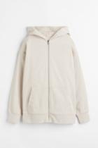 H & M - Long Cotton Sweatshirt Jacket - Beige