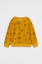 H & M - Printed Velour Sweatshirt - Yellow