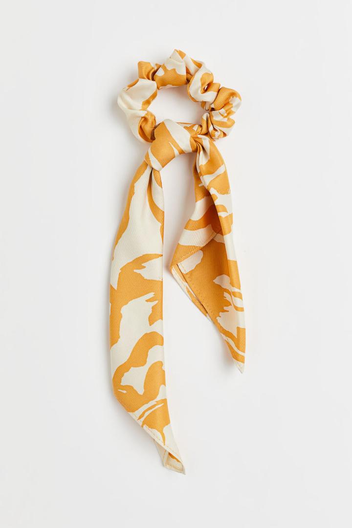 H & M - Scarf-detail Scrunchie - Yellow