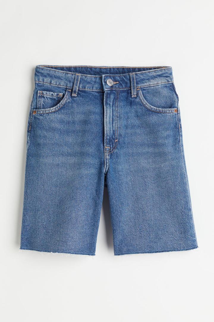 H & M - Cotton Denim Bermuda Shorts - Blue