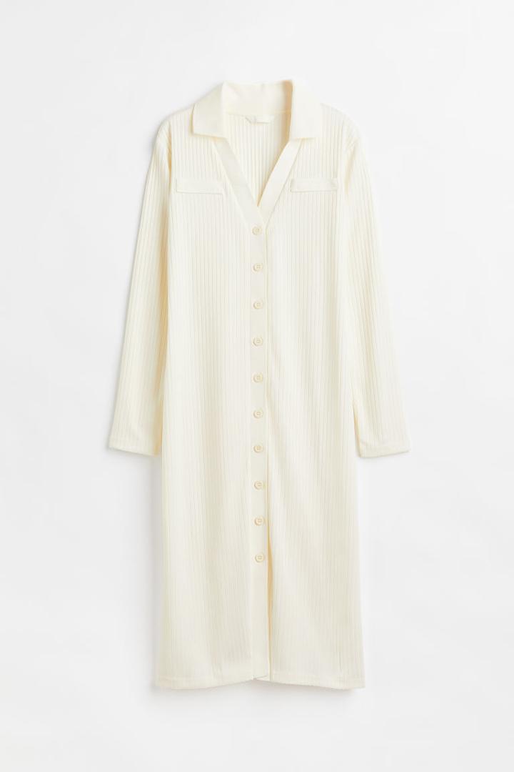 H & M - Long Rib-knit Dress - White