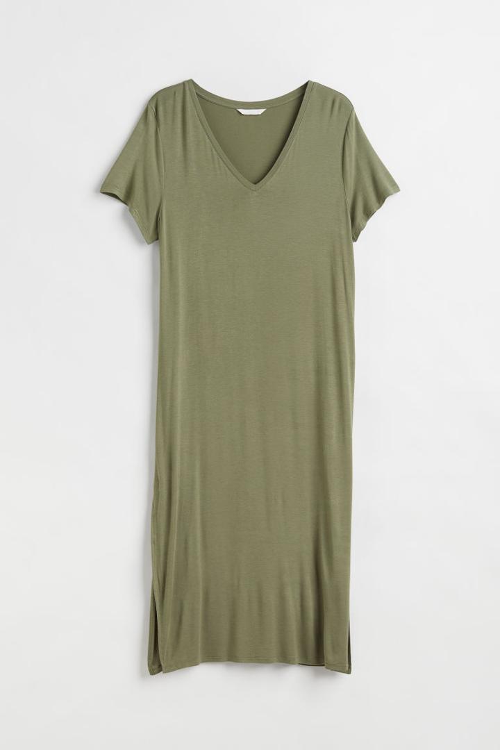 H & M - H & M+ V-neck T-shirt Dress - Green