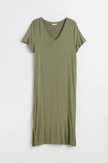H & M - H & M+ V-neck T-shirt Dress - Green
