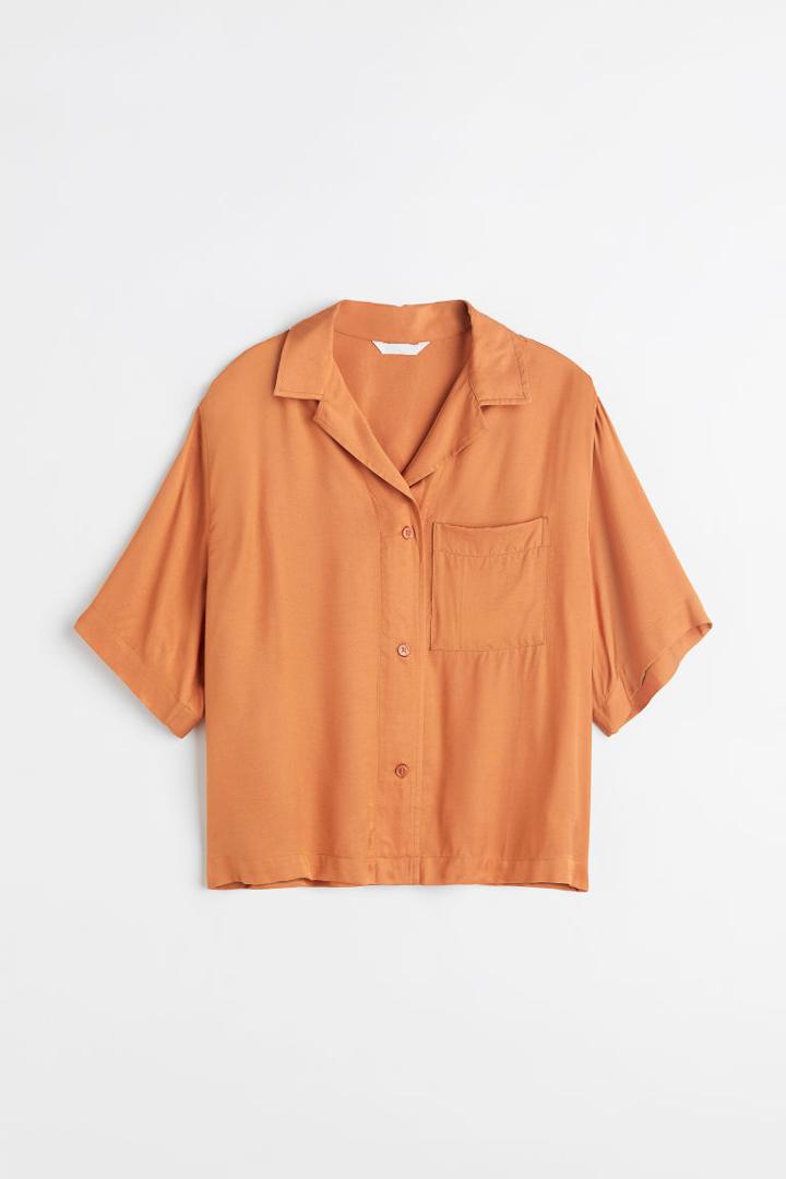 H & M - Oversized Resort Shirt - Orange