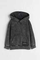 H & M - Washed-look Hoodie - Black