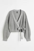 H & M - Knit Wrap-front Cardigan - Gray