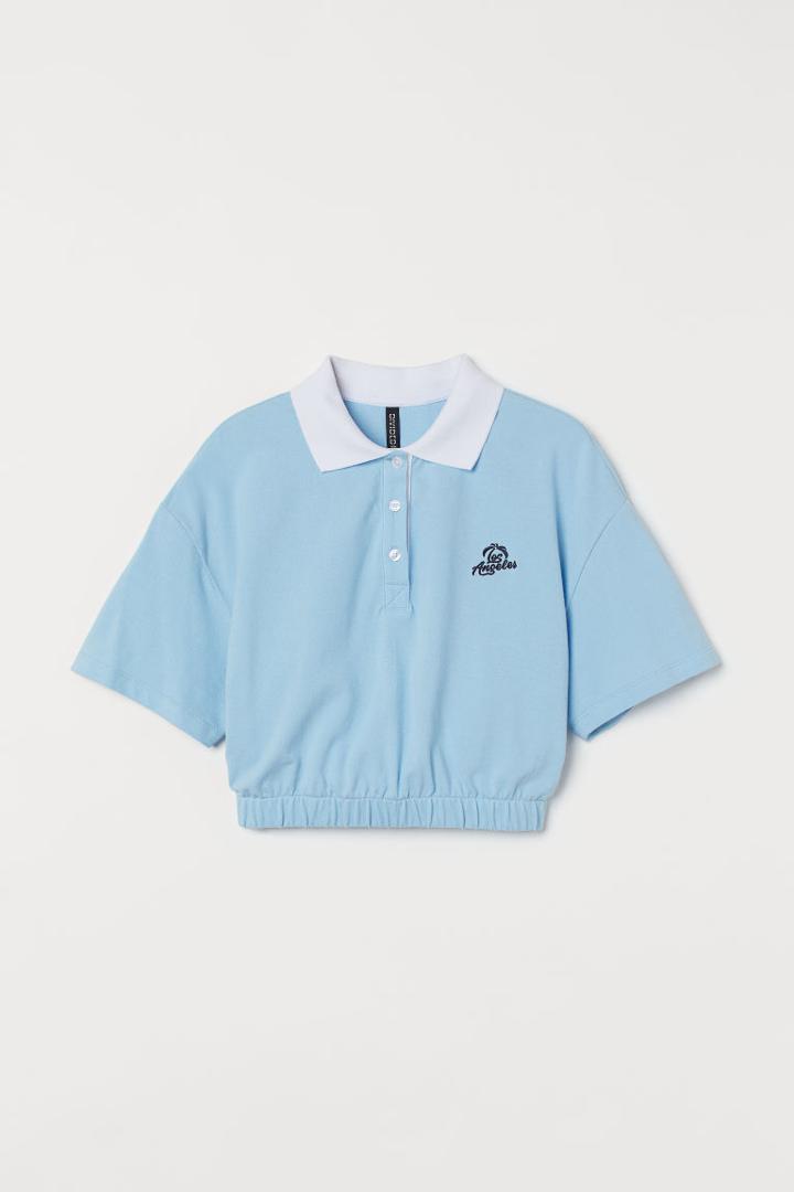 H & M - Polo Crop Top - Blue