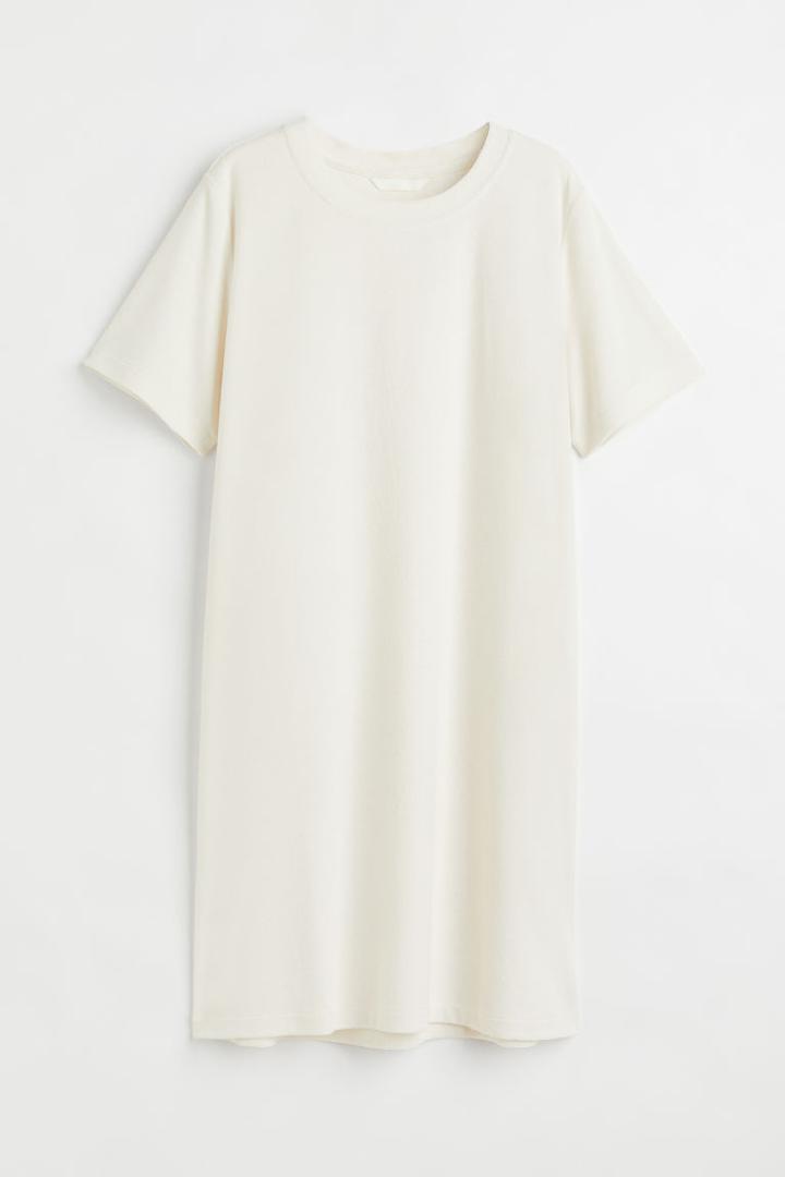 H & M - Terry T-shirt Dress - White