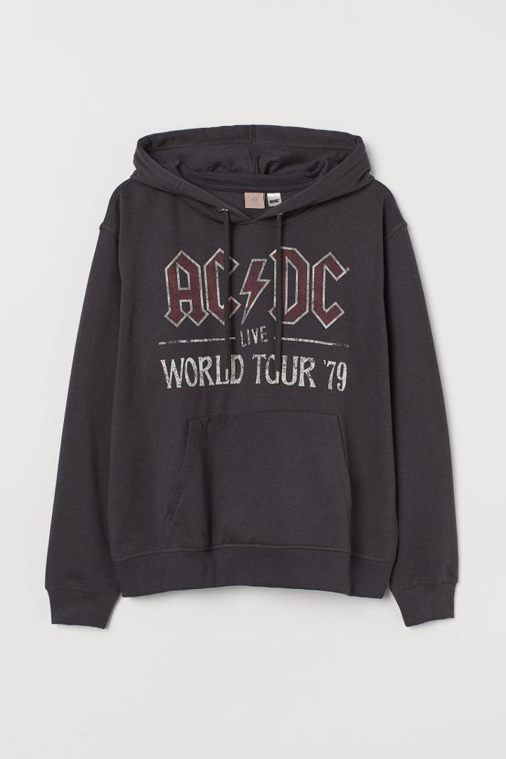 H & M - H & M+ Printed Hoodie - Gray