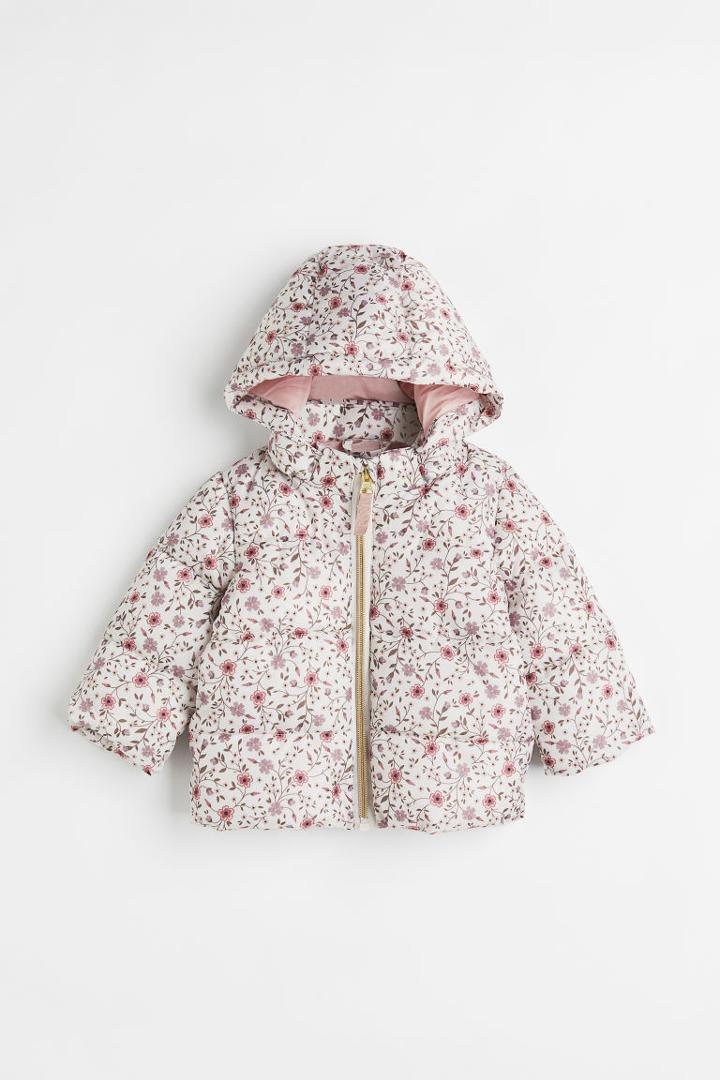 H & M - Hooded Puffer Jacket - Beige