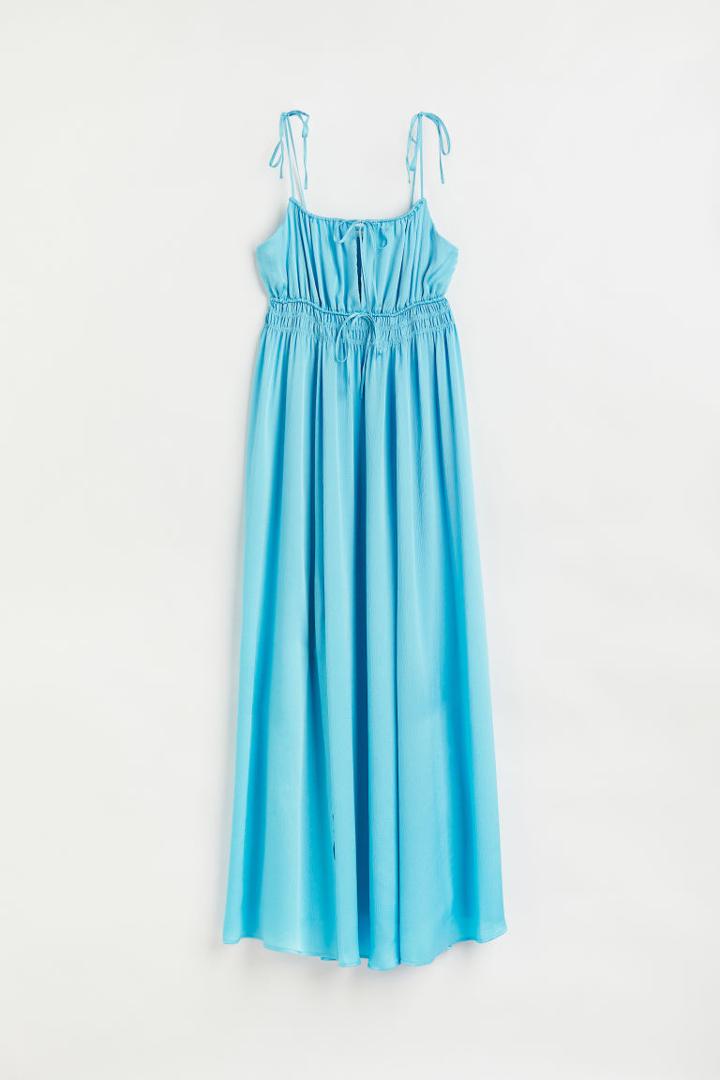 H & M - Long Smock-waist Dress - Turquoise