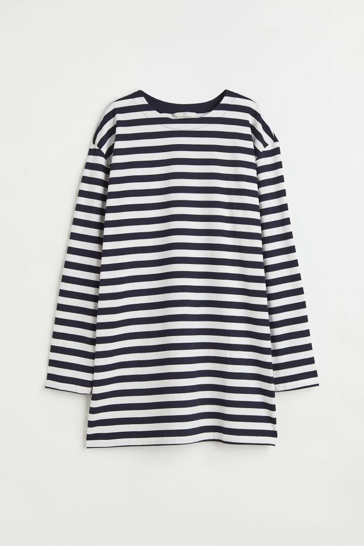 H & M - Long-sleeved Cotton Dress - Blue