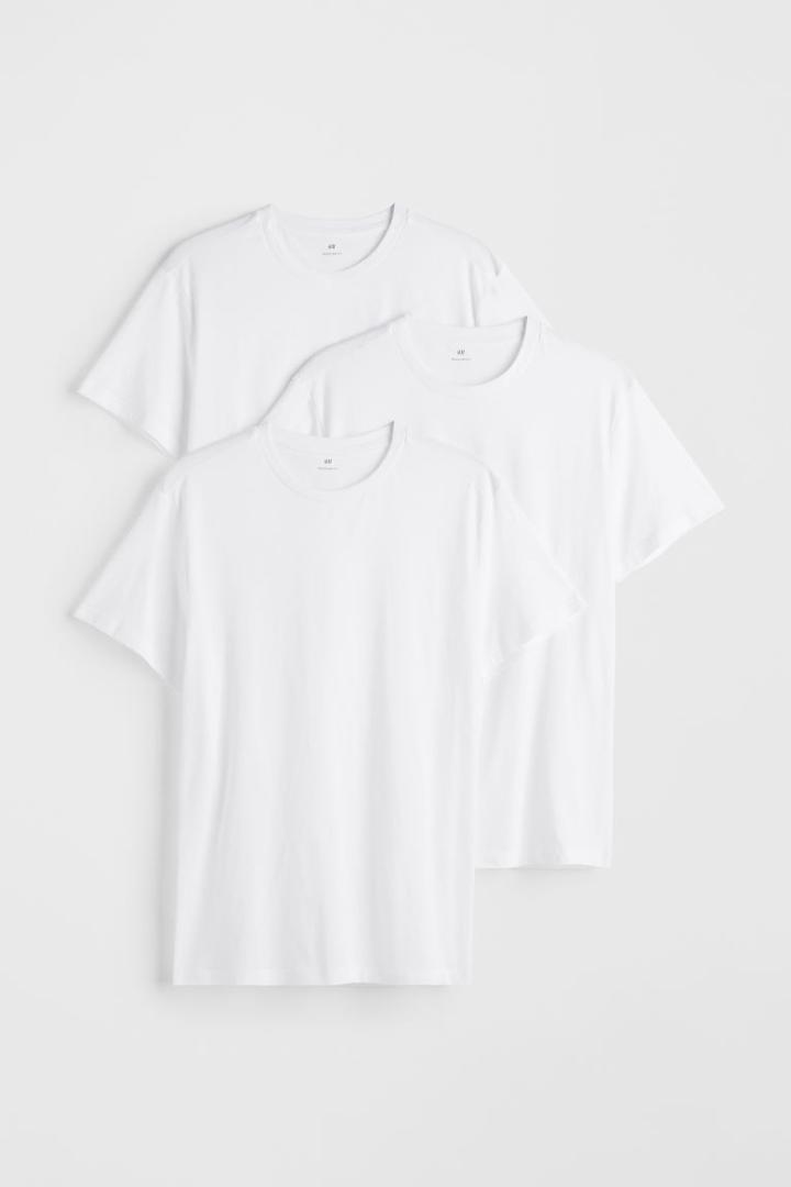 H & M - 3-pack Regular Fit Crew-neck T-shirts - White
