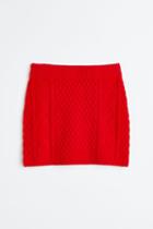 H & M - Cable-knit Skirt - Red