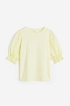 H & M - Eyelet Embroidery Top - Yellow