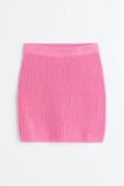 H & M - Rib-knit Skirt - Pink