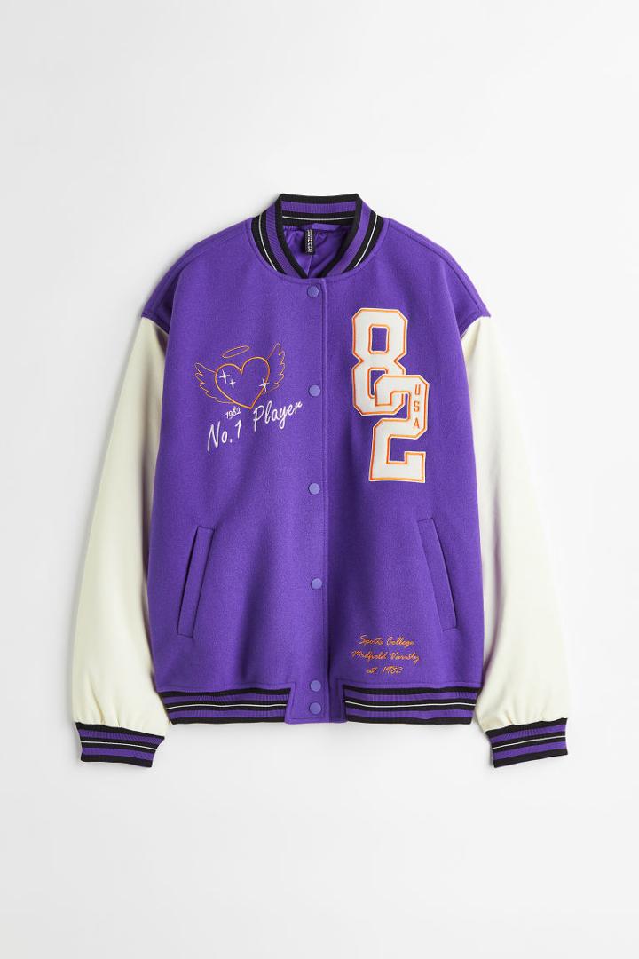 H & M - Twill Baseball Jacket - Purple