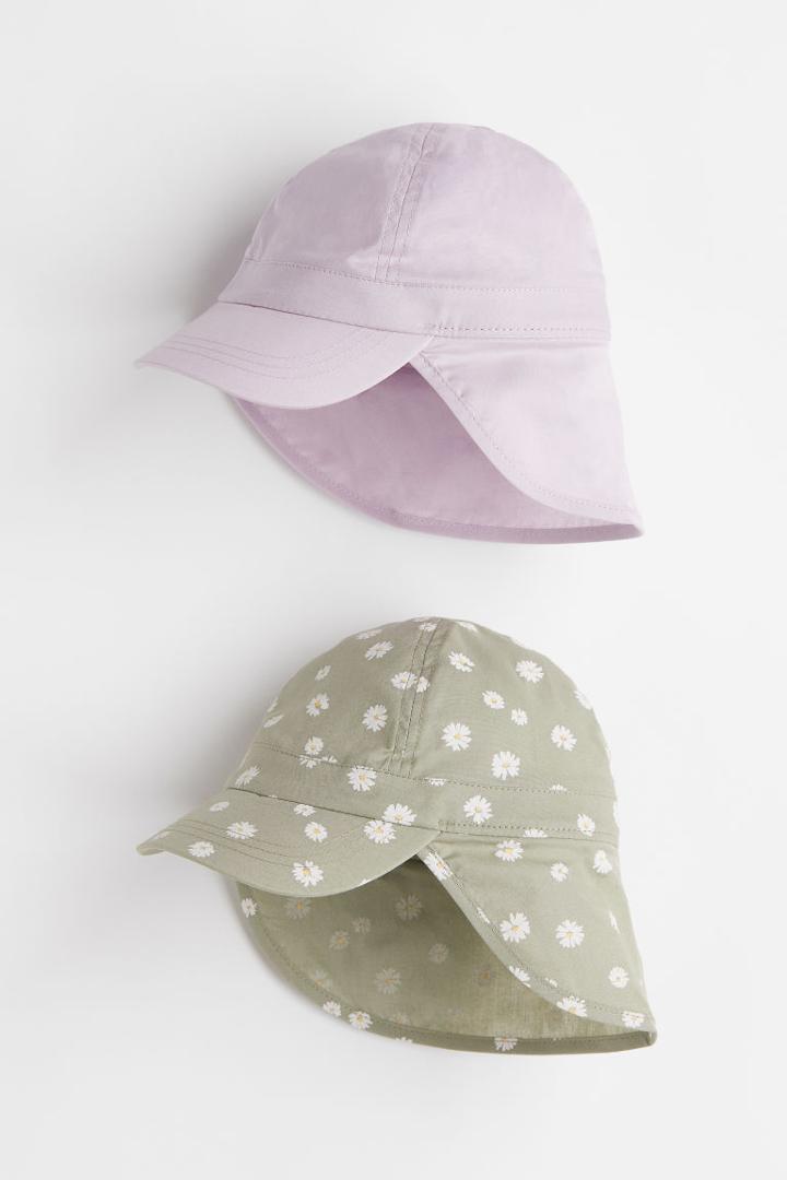 H & M - 2-pack Cotton Sun Hats - Purple