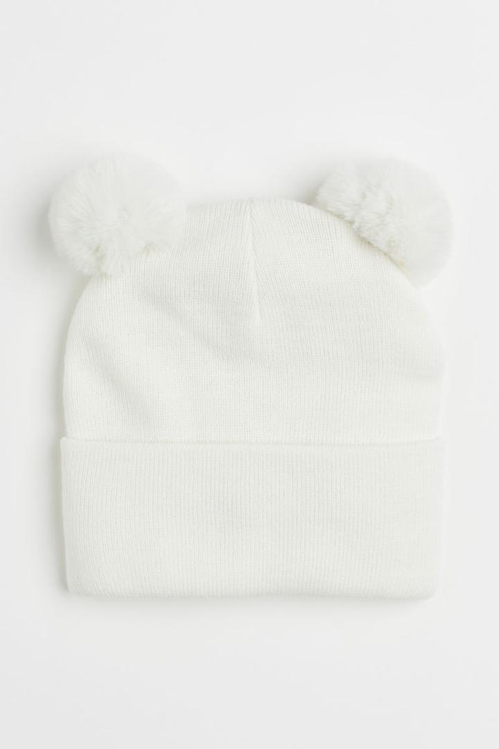 H & M - Pompom Hat - White
