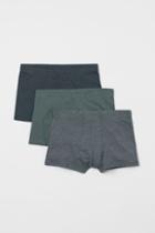 H & M - 3-pack Short Cotton Boxer Shorts - Green