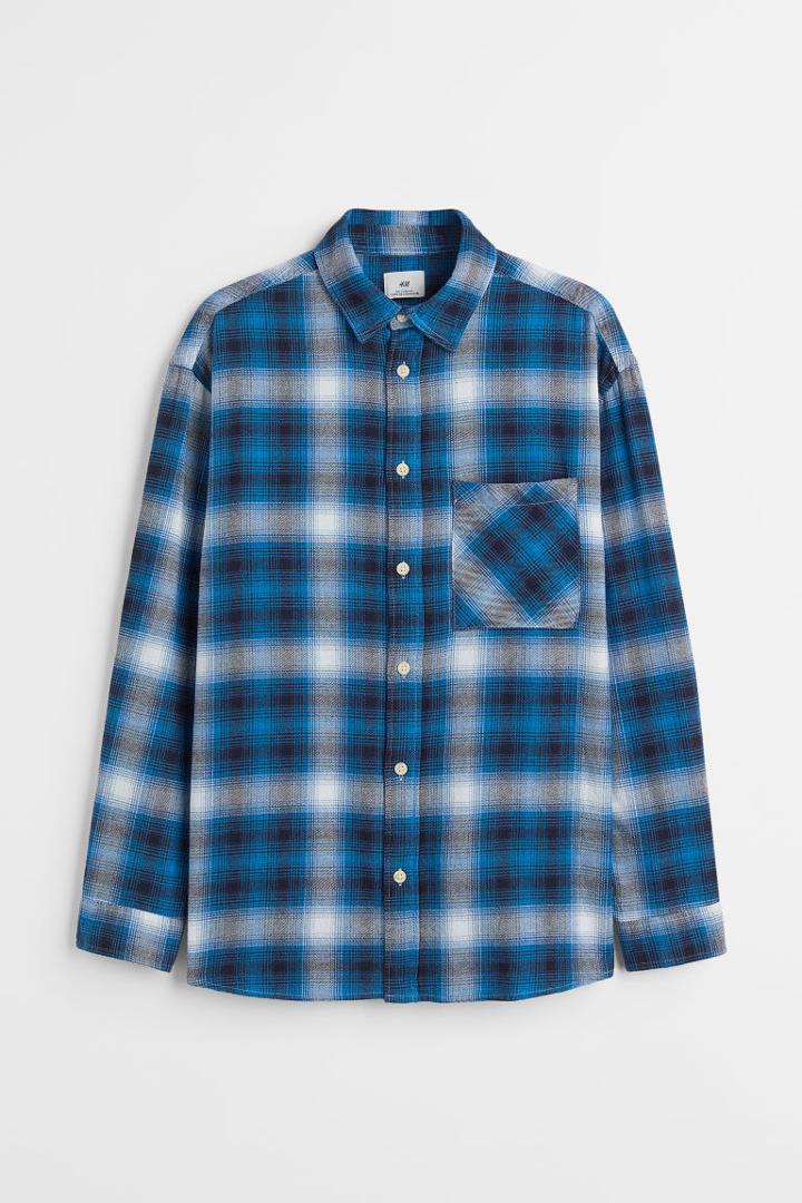 H & M - Relaxed Fit Twill Shirt - Blue