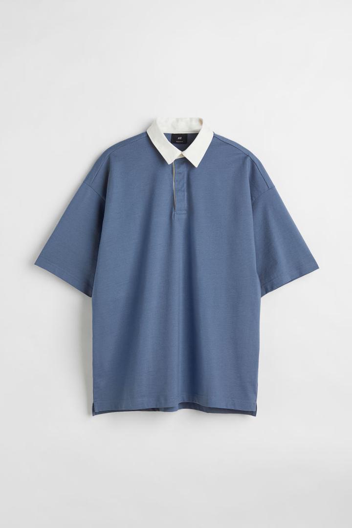 H & M - Oversized Fit Polo Shirt - Blue