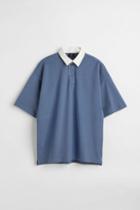 H & M - Oversized Fit Polo Shirt - Blue
