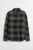 H & M - Relaxed Fit Twill Shirt - Green