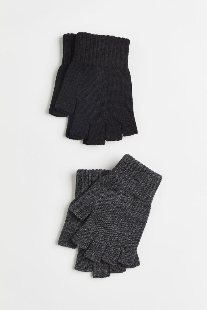 H & M - 2-pack Fingerless Gloves - Black