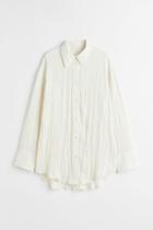 H & M - Crinkled Chiffon Shirt - White